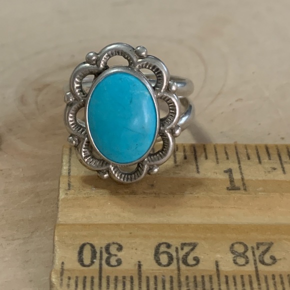 Signed Q.T. 925 Sterling Silver Ring Size 8 Quac Turquoise Inc Albuquerque, NM - Picture 6 of 8